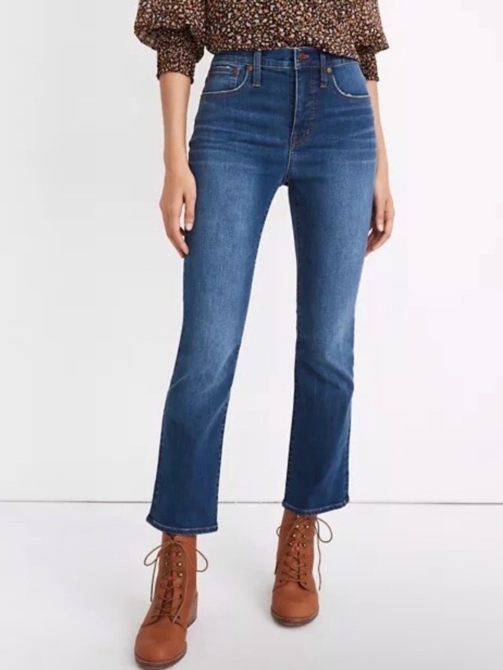 Madewell Blue Dark Wash Cali Demi Boot Cropped Jeans
